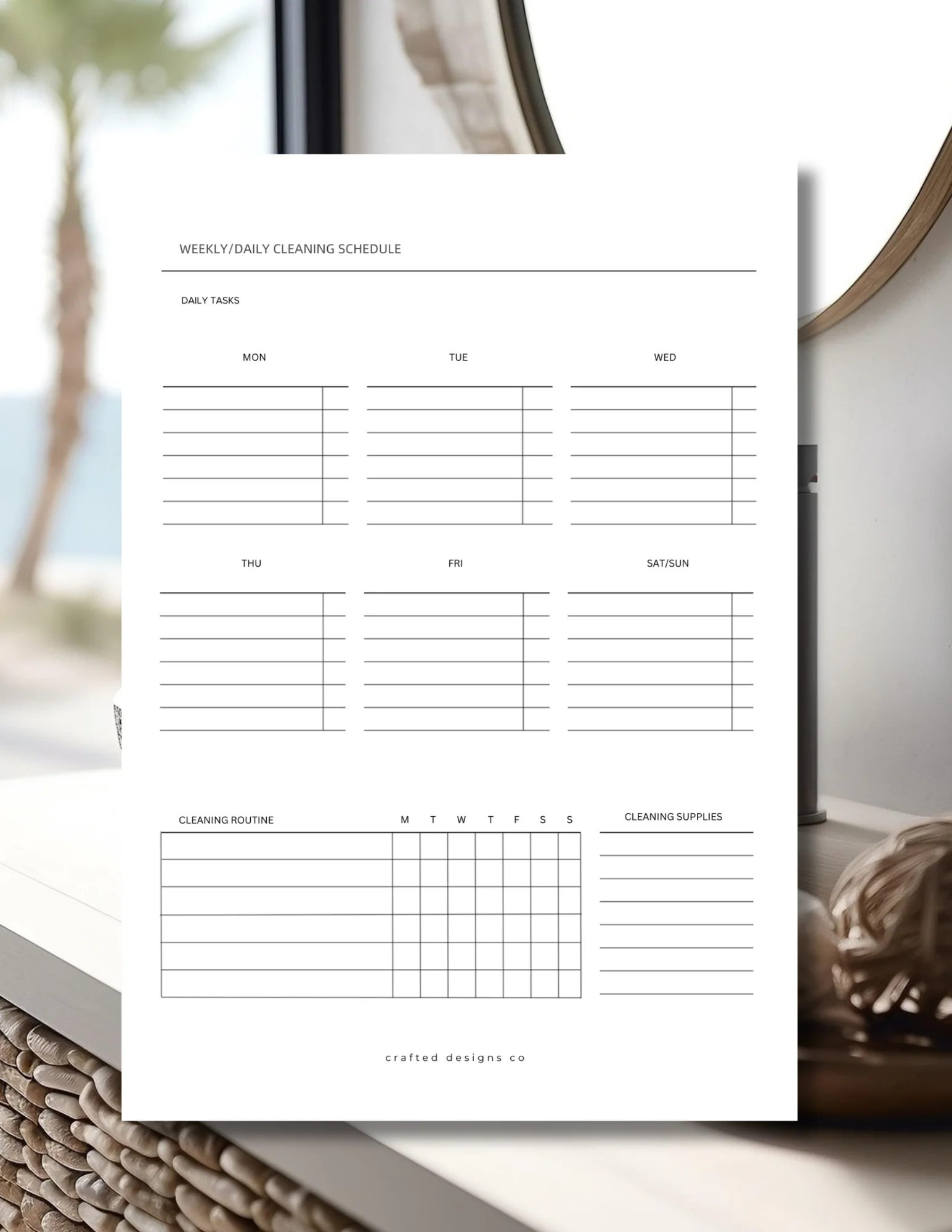 Weekly/Daily Cleaning Schedule Inserts